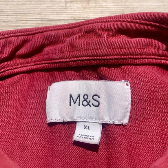 M&S Men’s Maroon Long Sleeve Rugby Style Polo Shirt Size XL - Picture 4 of 6